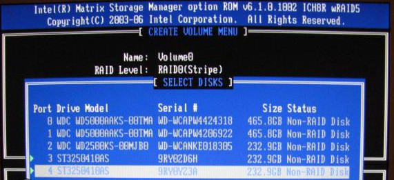 disk selection