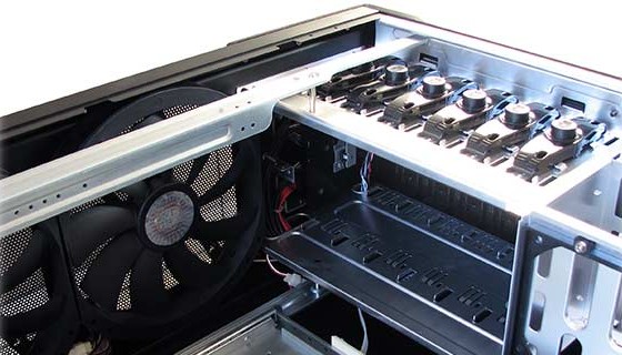 Desktop coolers next to hard disk drive